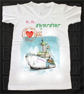 เสื้อยืดคอวีพร้อมสกรีนลายแหล่งท่องเที่ยว ลายสมุทรสาคร